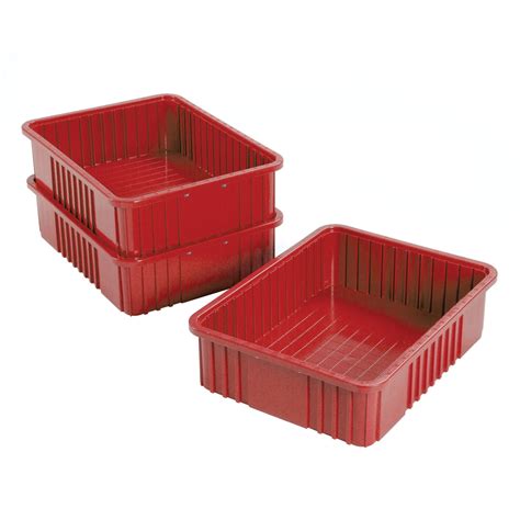 Plastic Dividable Grid Container, 22-1/2"L x 17-1/2"W x 6"H, Red, Lot ...