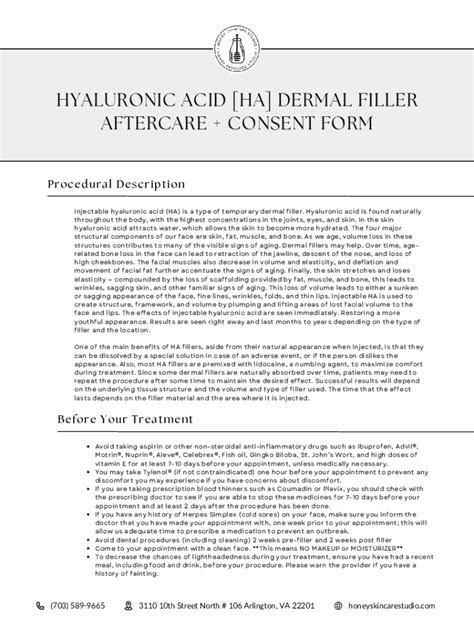 Fillable Online Dermal Fillers Aftercare And Consent Form Fax Email