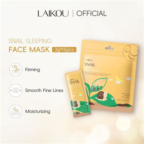 LAIKOU Snail Extract Face Sleeping Mask Reduce Spots Wrinkles Lifting ...