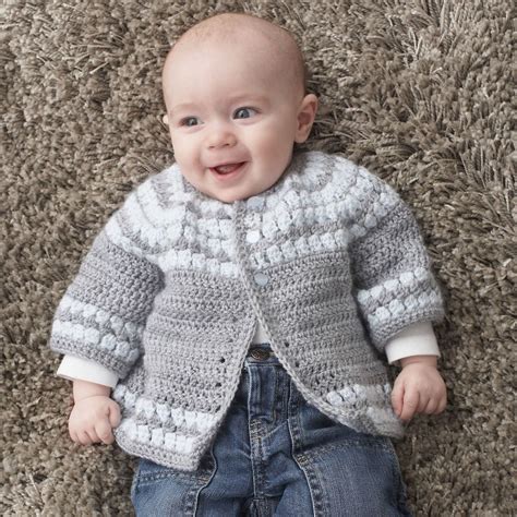 Patons Cluster Yoke Cardigan 3 Mos Crochet Baby Patterns Crochet