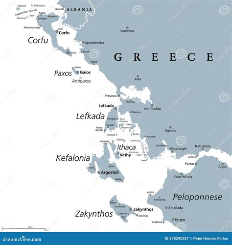 Ionian Islands Region Greece, Hellenic Republic, Hellas Map Vector ...