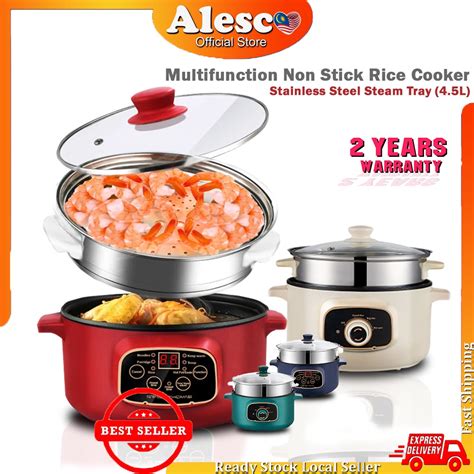 Alescomall Periuk Nasi Cooking Pot Multifunction Non Stick Rice Cooker Pot Hot Pot Stainless