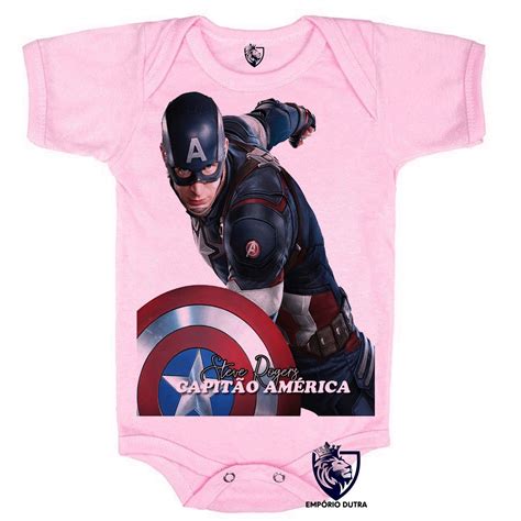 Body Personalizado Roupa D Bebê Steve Rogers Capitão America