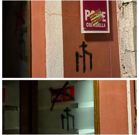 La foto Pintadas vandálicas en la sede del PSOE de Ciutadella