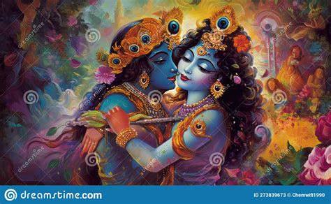 Lord Radha Krishna Are Known For Their Divine Love And Devotion Towards Each Other Stock