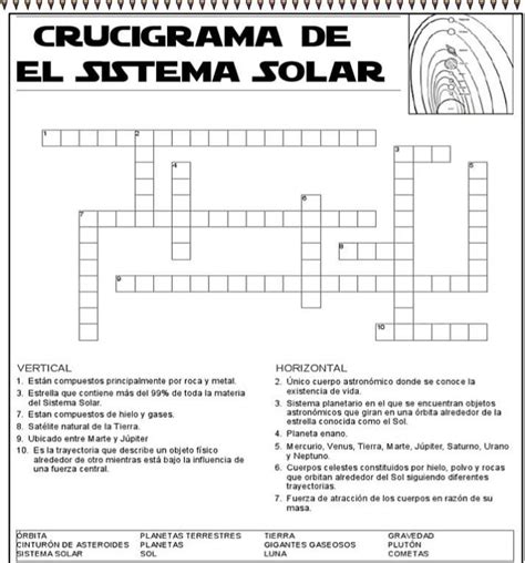 Crucigrama Sistema Solar