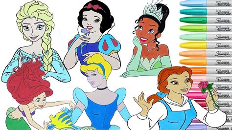 Disney Princess Coloring Book Pages Compilation Elsa Ariel Cinderella