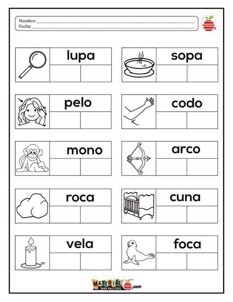 Ejercicios Para Separar Sílabas Material Para En 2021 01c