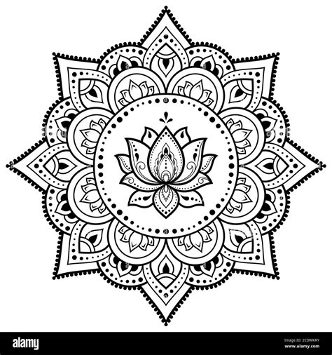 lotus mandala black  white
