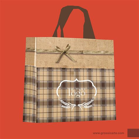 Borsa Riutilizzabile Tartan Juta Personalizzabile Con Logo E