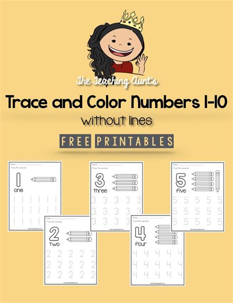 Trace And Color Numbers 1 10 The Teaching Aunt Preschool Worksheets