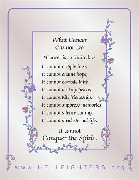 What Cancer Cannot Do Poem Printable - Printable Word Searches