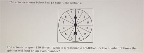 Solved The Spinner Shown Below Has Congruent Sections The Spinner