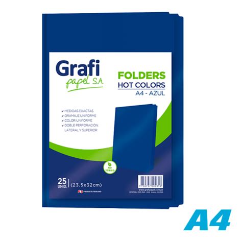 Folder Manila Azul A4 Paquete Por 25 Unidades Grafipapel