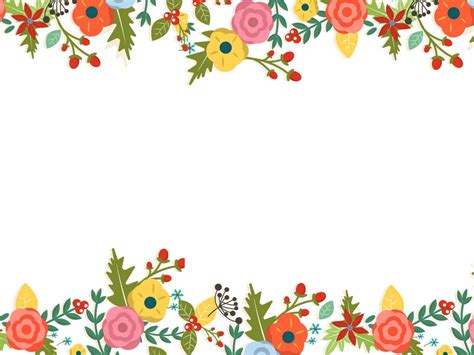 Cute Floral Powerpoint Templates - Border & Frames, Flowers, Green ...