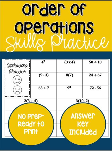 1 2 Skills Practice Order Of Operations