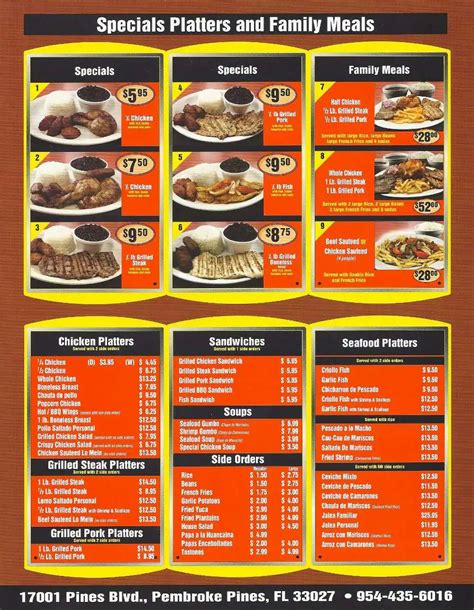 Menu at La Granja restaurant, Pembroke Pines, 17001 Pines Blvd