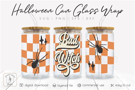 Retro Halloween Beer Can Glass Svg Witch Coffee Cup Wrap By Orange