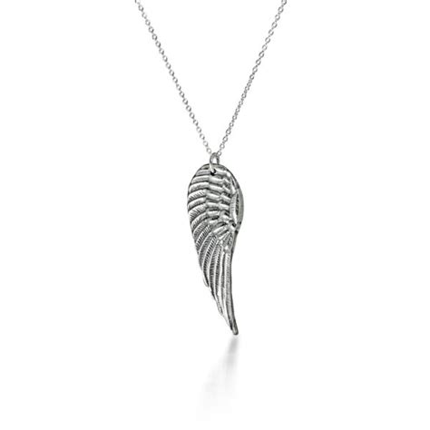 Fine Silver Angel Wing Necklace With 18 Inch Sterling Silver Chain