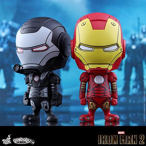 Hot Toys Iron Man Mark III War Machine Comic Color Version Cosbaby Bobble Head Collectible Set