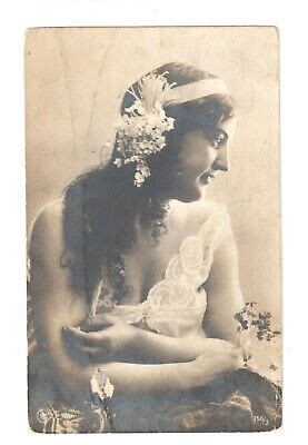 Girl In Nightgown 1910s Nude French Risque Long Hair Real Photo Postcard EBay