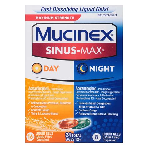 Mucinex Sinus Max Day And Night Liquid Gels Shop Sinus And Allergy At H E B