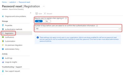 Enable Azure Active Directory Self Service Password Reset Sspr