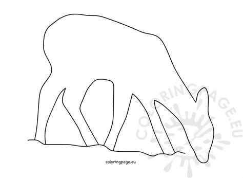 Young deer eating grass template | Coloring Page