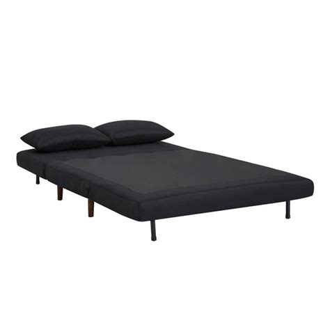 Banquette Lit Convertible 2 Places Tissu Noir Bibao 3 LesTendances Fr