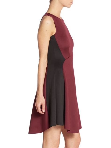 Lyst Saks Fifth Avenue Two Tone Scuba A Line Dress In Red