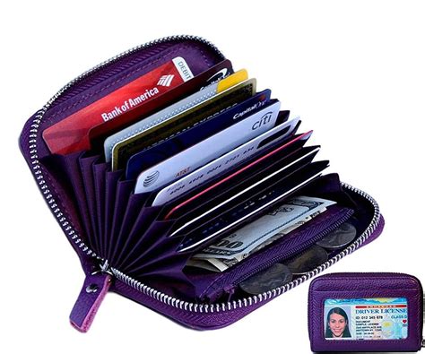 Women's Genuine Leather RFID Secure Wallet with ID Window, Zipper ...