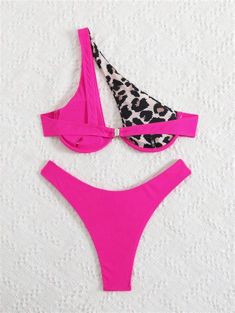 Swim Set de piezas Bikini con relleno y diseño hueco estampado de leopardo Cuba Provider