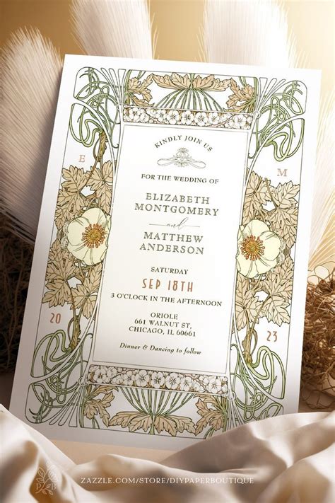 Vintage Wedding Invitations Art Nouveau By Mucha Zazzle Art Nouveau