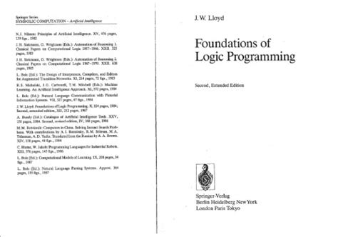 Solutions For Foundations Of Logic Programming 1st By J W Lloyd Book Solutions Numerade