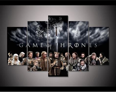 Framed HD Print 5pcs Game of Thrones canvas wall art Painting modern ...