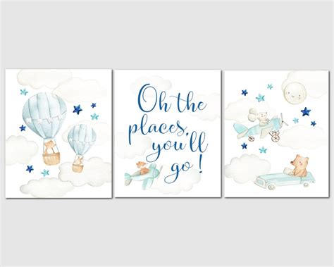Hot Air Balloon Nursery Decor Boy Nursery Decor Oh The Places You Ll Go Airplanes Cars