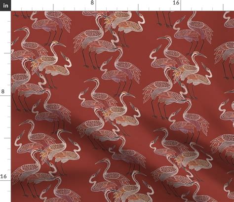 Deco Cranes Caliente Fabric Spoonflower