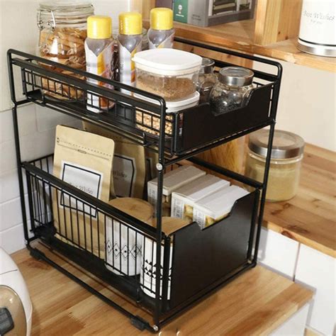 Ripley ORGANIZADOR CESTA DE COCINA Y BAÑO 2 NIVELES NEGRO