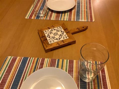 Wooden Ceramic Trivet Vintage Hot Plate Etsy