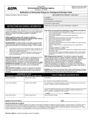 Fillable Online Epa Notification Of Ownership Change For Underground