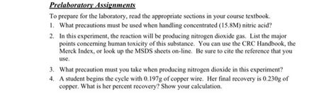 Solved Prelaboratory Assignments To Prepare For The Chegg