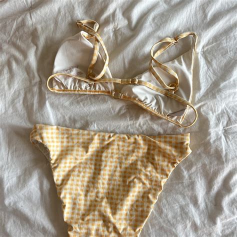 Dippin Daisys Yellow Gingham Bikini Set Small Too Depop