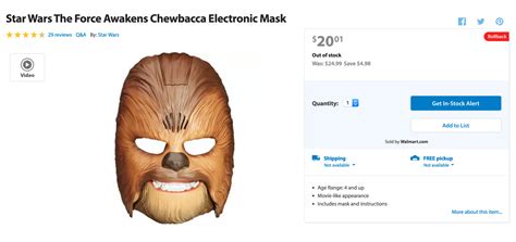 Good luck getting that Chewbacca mask because it's sold out almost ...