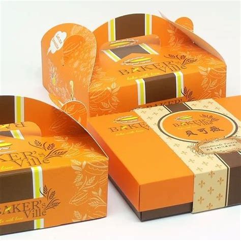 Golden Brown Printed Cake Packaging Box Gsm Packaging Size X