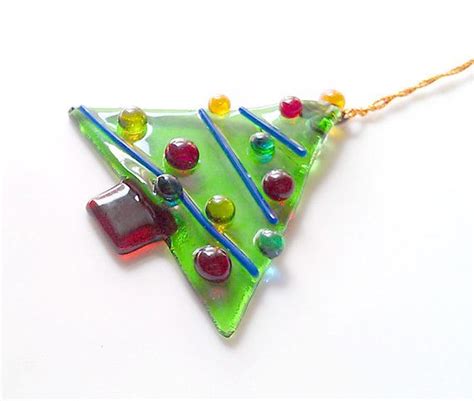 Christmas Tree Ornament Fused Glass By Glitterbirdglass On Etsy Cgge Kerst Kerstmis Kerstboom