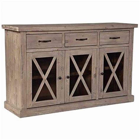 Benjara Brown Wood Top 58 In Sideboard With 3 Smooth Gliding Drawers