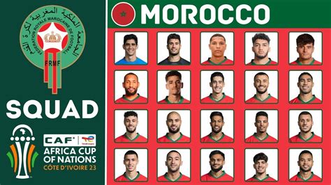 Morocco Official Squad Afcon 2023 African Cup Of Nations 2023