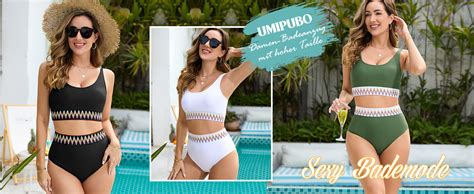 UMIPUBO Bikini Set Damen Bauchweg Push Up Bademode High Waist Bikinis Retro Badeanzug Mit