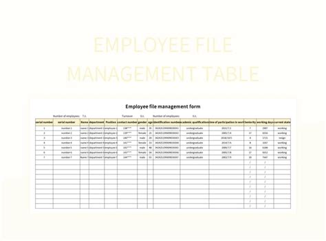 Employee File Management Table Excel Template And Google Sheets File ...