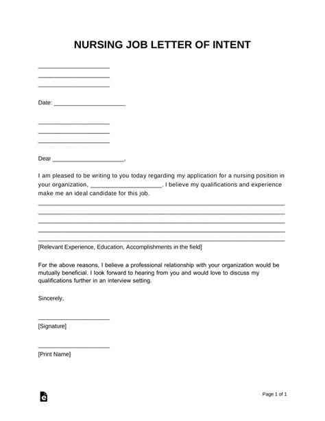 Free Nursing Job Letter Of Intent PDF Word EForms 0 Hot Sex Picture